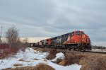 CN 2863 leads 402 at the old Rue Des Veterans crossing